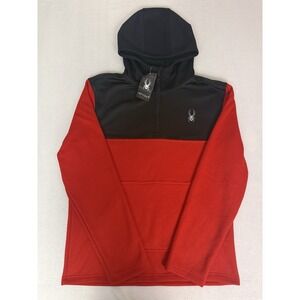 Spyder Men's 1/4 Zip Waffle Knit Hoodie Red/Black Performance Pullover Large NWT